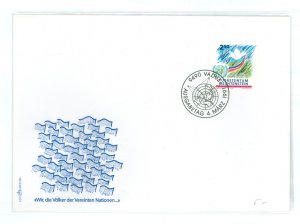 Liechtenstein 959 1991 United Nations membership (single) on an unaddressed cacheted first day cover.