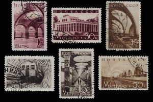 Russia-USSR 1938 Sc 687-92 U cto vf Moscow metro stations