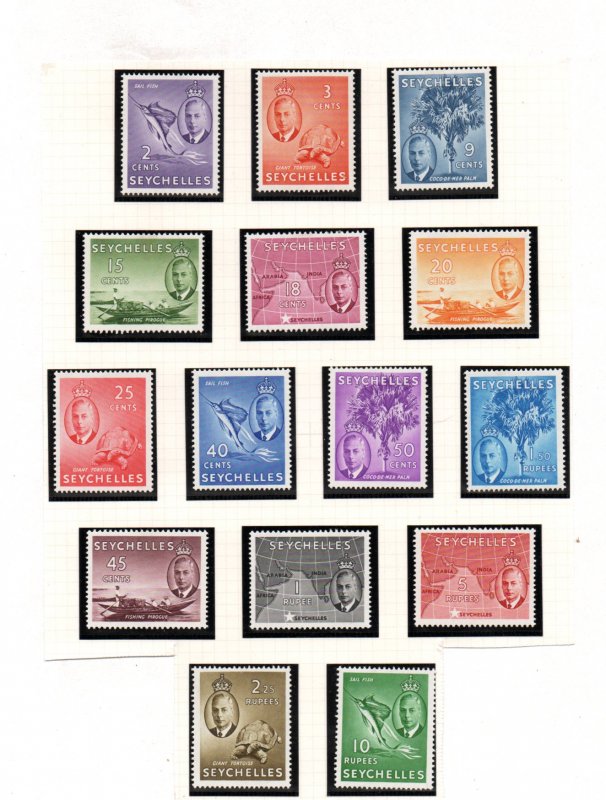 SEYCHELLES 1952 SET OF 15 MOUNTED MINT