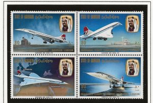 Thematic stamps Bahrain 1976 Concorde sg.232a block of 4 MNH