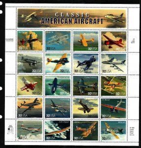 USA-Sc#3142- id12-unused NH sheet-American Aircraft-Planes-Military-1997-