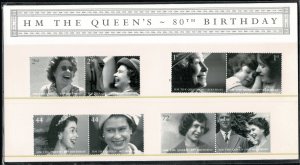 G.B.QE II 2006 QEII 80th BIRTHDAY MINT (NH) SG2620-27 P.O.PACK 383 SUPERB