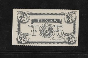 US State Revenues: Texas Citrus Fruit Stamp; 1½c 1955 Issue; #CF58; Unused