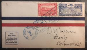 1929 St Domingo Dominican Republic first flight cover FFC To Derby CT USA