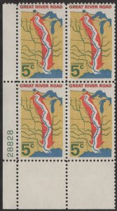 SC#1319 5¢ Great River Road Issue Plate Block: LL #28828 (1966) MNH