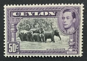 MOMEN: CEYLON SG #394a P13*13.5 1938 MINT OG H LOT #193171-1590