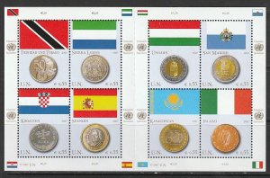2007 UN-Vienna - Sc 392 - MNH VF - sheet of 6 - Flags and coins
