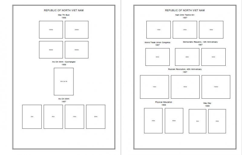 PRINTED VIETNAM 1946-2010 + 2011-2020 STAMP ALBUM PAGES (560 pages)