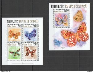 2013 Guinea-Bissau Butterflies Fauna Extinct Kb+Bl ** Stamps St1190