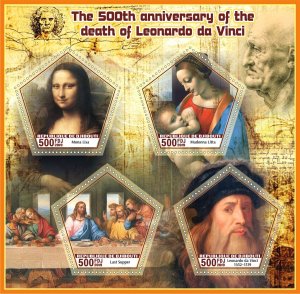 Stamps. Art. Leonardo da Vinci 2019 year 1+1 sheets perforated