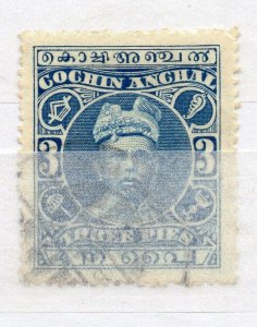 India Cochin 1916-30 Early Issue Fine Used 3p. NW-15680