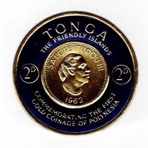 Tonga 1962 Sc 129 Single Stamp MLH Toga Embossed on Gilt Foil