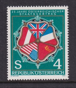 Austria   #1152  MNH 1980 State Treaty. Flags of Austria and Four Powers