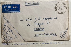 1946 Coimbatore India British Field Post Office Airmail Cover To March England
