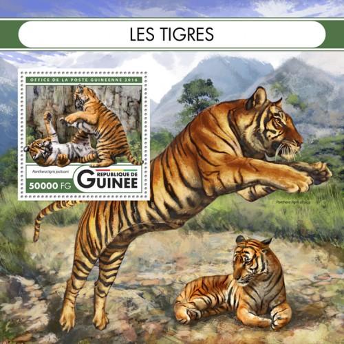 GUINEA 2016 SHEET TIGERS FELINES WILD CATS WILDLIFE