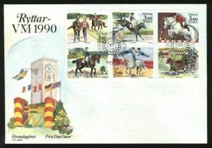 Sweden. FDC 1990 Cachet. World Champs Equestrian. Horses. Engraver L. Sjooblom