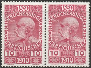 Austria 1910 Sc 133 pair MNH**