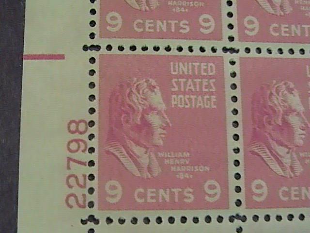 U.S.# 814-MINT/NEVER HINGED---LL- PLATE # BLOCK 4-PREXIE SERIES-1938