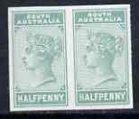 South Australia 1886 1/2d imperf proof pair in blue-green...