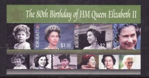 Kiribati-Sc#883-Unused NH sheet-QEII-80th Birthday-2006-