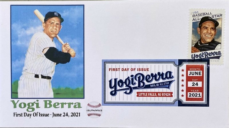 AFDCS 5608 Baseball's Yogi Berra at Bat DCP All Star Stamp Little Falls NJ 