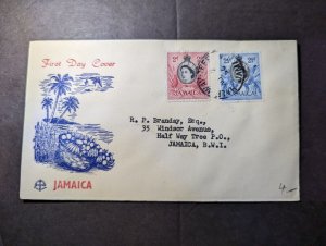 1956 Jamaica BWI Souvenir First Day Cover FDC Half Way Tree Local Use