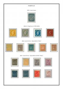 Norway Norge 1855-2021 PDF (DIGITAL)  STAMP ALBUM PAGES