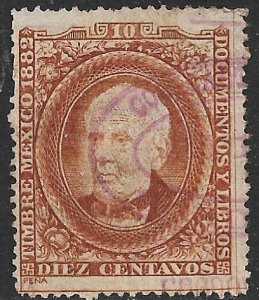 MEXICO REVENUES 1882 10c Wove PAPER DOCUMENTARY TAX CORDOVA Control Used DO78