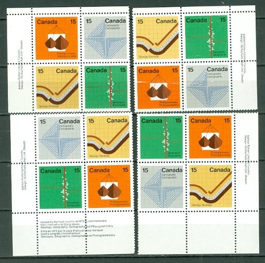 CANADA 1972 #SCIENCE #582-85 SET of PLATE BLKS...MNH...$50.00