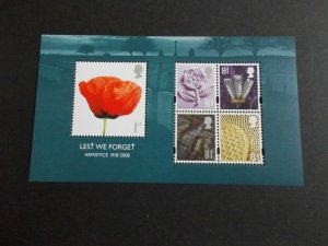 GB QEII 2008 Lest We Forget Armistice Miniature Sheet MS2886 Cat £10 Superb MNH 