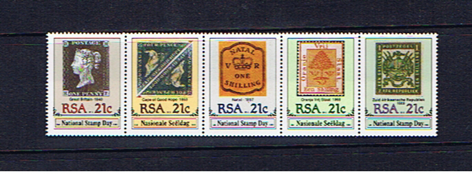 SOUTH AFRICA 1990 STAMP DAY STRIP OF FIVE U/MINT