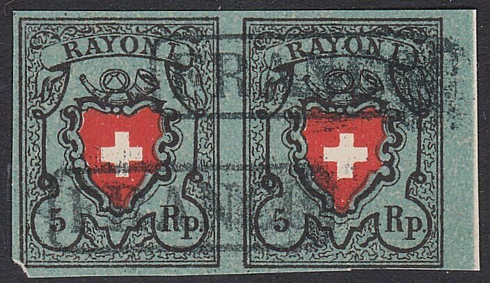 SWITZERLAND  An old forgery of a classic stamp - pair.......................C373