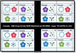Canada - 508p-511p (511b) W2B Matched set PB MNH - Expo '70 (1970) - CV ...