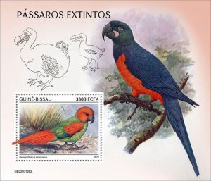 Guinea-Bissau - 2022 Extinct Birds, Parrot - Stamp Souvenir Sheet - GB220312b2