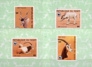 Niger 1985 Sc#688/691 WWF ANTELOPES 4 Deluxe Souvenir Sheets IMPERFORATED MNH