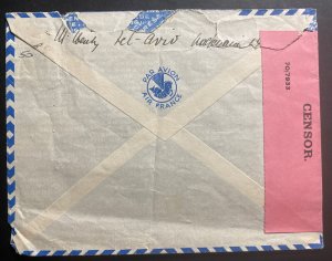 1942 Tel Aviv Palestine Airmail Censored Cover To Jackson MI USA 