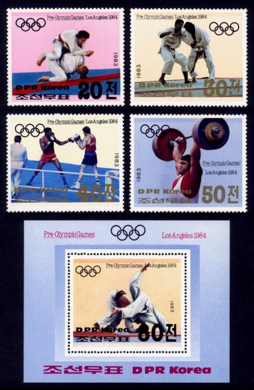 Korea (North) Sc# 2293-6, 2298 MH HR Pre-Olympic Games LA 1984 (Set + S/S)