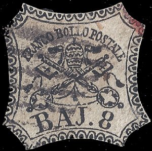 Italy-Roman States 1852 Sc 9 u  cut to shape copy 2