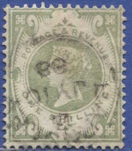 GB 1887  Sc 122  1sh green Used, F-VF,  cv $72.50 / SG 211