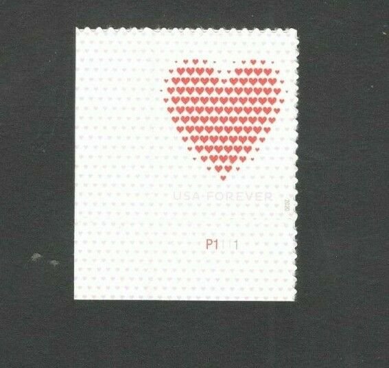 5431 Made Of Hearts US Single Stamp With Plate Number Mint/nh FREE SHIPPING 