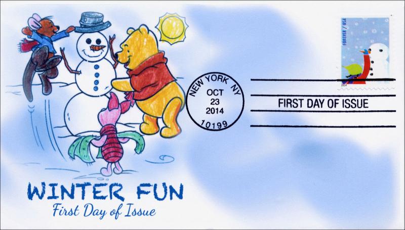 SC 4938, 2014, Winter Fun, Building Snowman, FDC,  Item 14-189