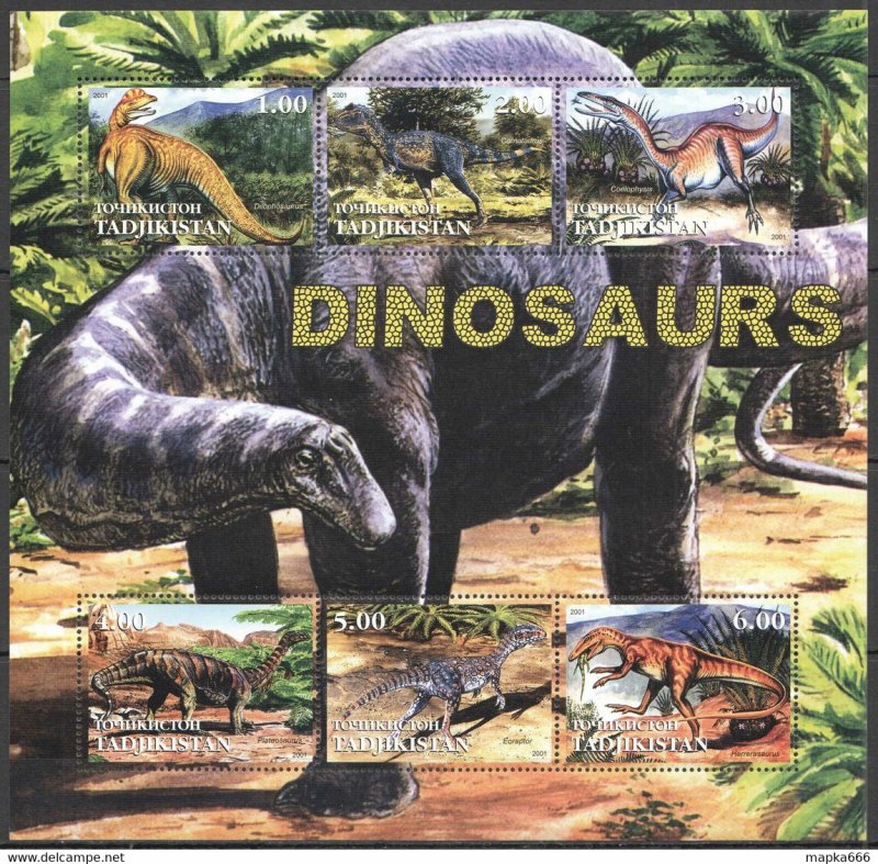 2001 Tajikistan Dinosaurs Prehistoric Animals Kb ** Ja595