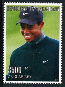 Malagasy 1999 GOLF Tiger Woods 1 value Perforated Mint (NH)