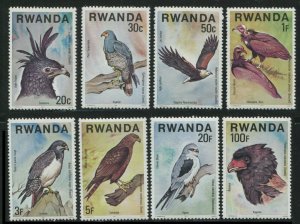 Rwanda 1977 Sc 828-835 Birds Hawk Buzzard Eagle Kite CV $10.90