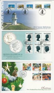 New Zealand Postage Stamp, #2405//2488, 3 First Day Covers, 2012-13, JFZ