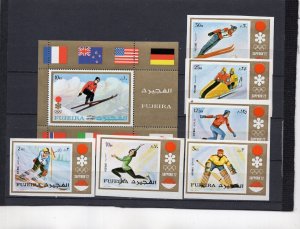 FUJEIRA 1972 WINTER OLYMPIC GAMES SAPPORO SET OF 6 STAMPS IMPERF. &S/S PERF. MNH