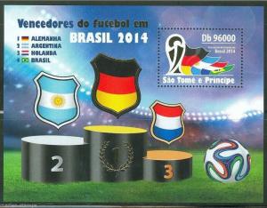 SAO TOME  2014 WINNERS OF BRAZIL WORLD CUP SOCCER BRAZIL  SOUVENIR SHEET MINT NH