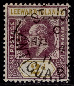 LEEWARD ISLANDS EDVII SG31, 2d dull purple & ochre, VERY FINE USED. Cat £32. CDS