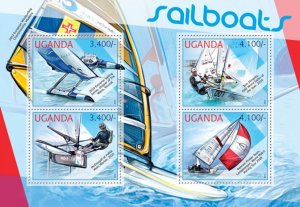 UGANDA - 2012 - Sailboats - Perf 4v Sheet - Mint Never Hinged