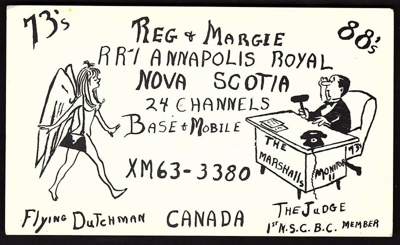 QSL QSO RADIO CARD Flying Dutchman/Judge,Annapolis Royal,Nova Scotia (Q1294)